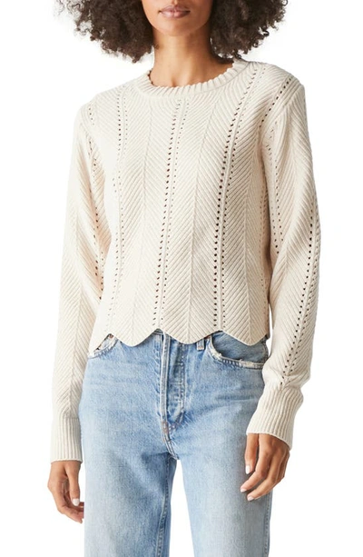 Michael Stars Lankin Scallop Hem Sweater In Chalk