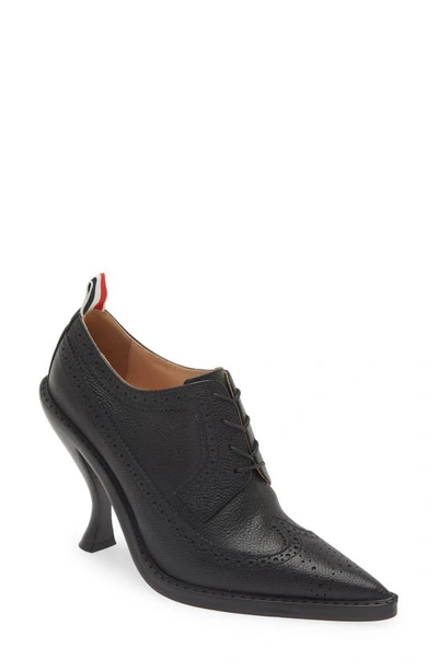 Thom Browne Pointed Toe Wingtip Pump In Black