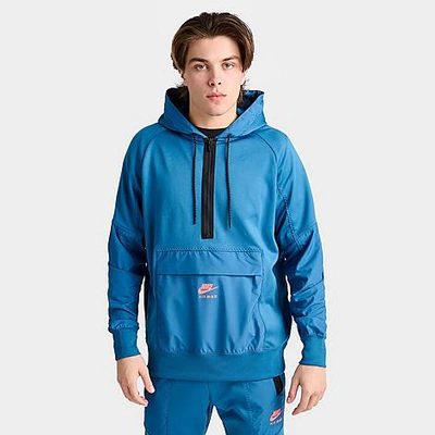 Nike Men's Air Max Half-zip Fleece Hoodie In Industrial Blue/black/bright Crimson