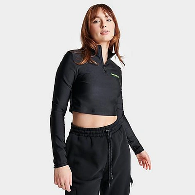 Supply And Demand Women's Future Cropped Long-sleeve Quarter-zip Top In Black