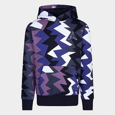 Nike Jordan Kids' Jordan Mj Flight Mvp Printed Pullover Hoodie In Purple/white/grey/black