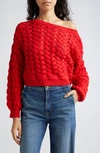 ALICE AND OLIVIA ALLENE CABLE STITCH COTTON & WOOL BLEND SWEATER