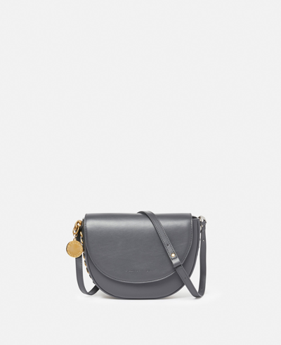 Stella Mccartney Frayme Medium Flap Shoulder Bag In Shadow Black