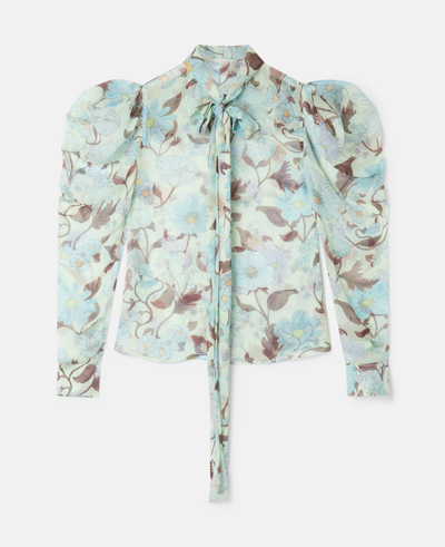 Stella Mccartney Lady Garden Silk Blouse In Mint Multicolour