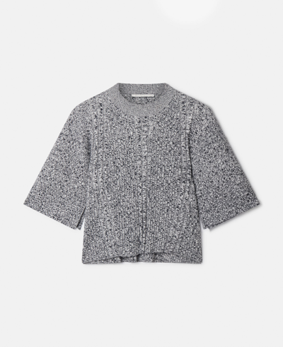 Stella Mccartney Mouline Rib Knit Wool-blend Top In Grey Melange