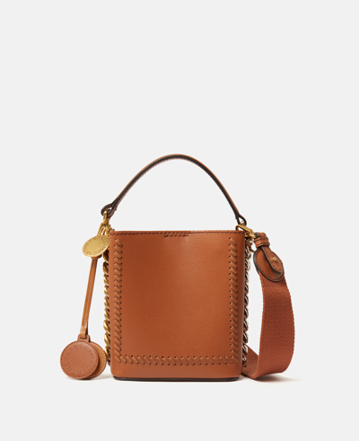 Stella Mccartney Mini Frayme Mirum Bucket Bag In Brandy