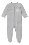 Mori Babies' Clever Zip Footie In Gray Marl