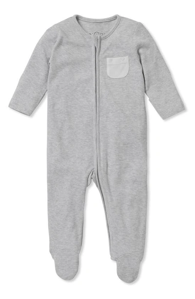 Mori Kids' Clever Zip Footie In Gray Marl