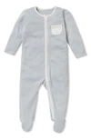 Mori Kids'  Clever Zip Footie In Blue Stripe