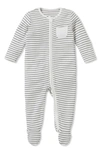 Mori Kids' Clever Zip Footie In Gray Stripe