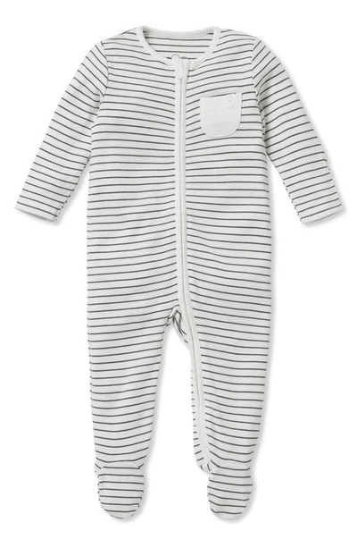 Mori Babies' Clever Zip Footie In Gray Stripe
