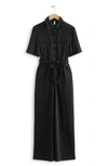 & OTHER STORIES BELTED WIDE LEG KNIT JUMPSUIT