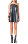 GREY LAB GREY LAB SQUARE NECK FAUX LEATHER MINIDRESS