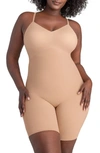 Honeylove Low Back Mid Thigh Bodysuit In Sand