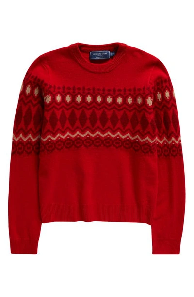 Vineyard Vines Kids' Heritage Fair Isle Wool Sweater In Red Velvet