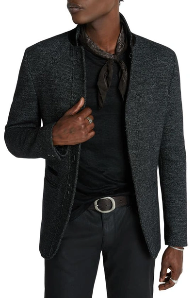 John Varvatos Slim Fit Stud Placket Wool Blend Blazer In Steel Gray