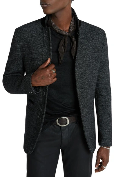John Varvatos Slim Fit Stud Placket Wool Blend Blazer In Steel Grey