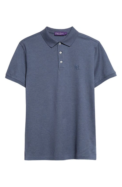 Ralph Lauren Purple Label Monogram Embroidered Polo In Supply Blue