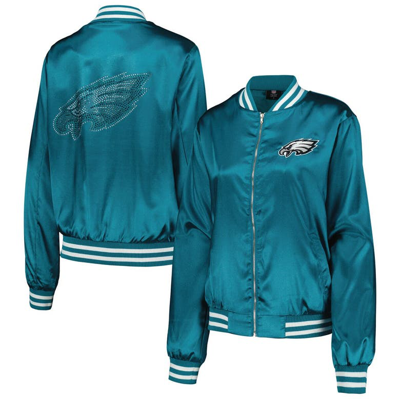 Cuce Midnight Green Philadelphia Eagles Rhinestone Full-zip Varsity Jacket