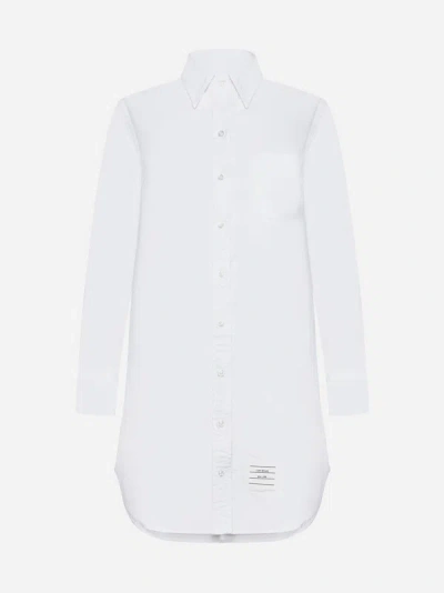 Thom Browne Rwb Cotton Shirt Dress In White