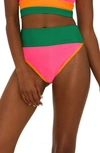 BEACH RIOT EMMY COLORBLOCK HIGH WAIST BIKINI BOTTOMS