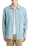 Nn07 Adwin 5366 Wool-blend Flannel Overshirt In Blue