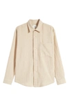 Nn07 Adwin 5366 Puckered Wool Blend Button-up Shirt Jacket In Ecru