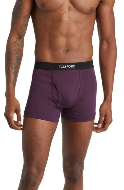 Tom Ford Cotton Stretch Jersey Boxer Briefs In Plum