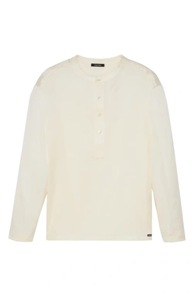 Tom Ford Silk Pajama Henley In Neutrals