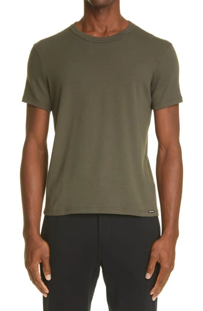 Tom Ford Khaki Cotton Stretch Jersey T-shirt In Military Green