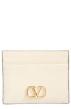 Valentino Garavani Vlogo Signature Leather Card Case In I16 Light Ivory