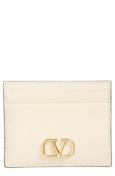 Valentino Vlogo Signature Leather Card Case In I16 Light Ivory