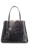 ALAÏA SMALL MINA PERFORATED LEATHER TOTE