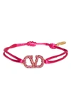 Valentino Garavani Vlogo Signature Crystal Cord Bracelet In Fuchsia