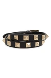 Valentino Garavani Rockstud Leather Double Wrap Bracelet In Nero