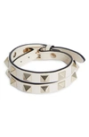 Valentino Garavani Rockstud Double Wrap Leather Bracelet In Light Ivory