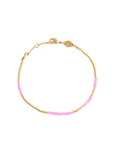Anni Lu Asym 18kt Gold-plated Beaded Bracelet In Pink