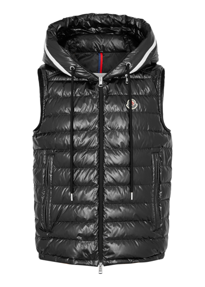 Moncler Akaishi Hooded Quilted Shell Gilet In Black