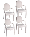 PANGEA HOME PANGEA HOME BENTLEY ARM DINING CHAIR WHITE - SET OF 4