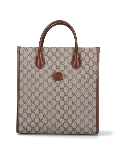 Gucci 'gg' Tote Bag In Brown