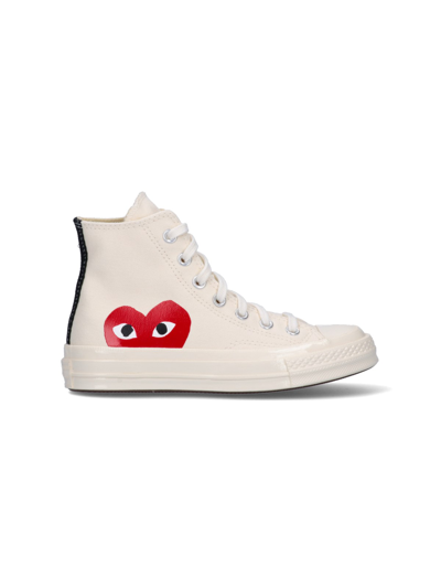 Comme Des Garçons Play Canvas High Top Sneakers In White