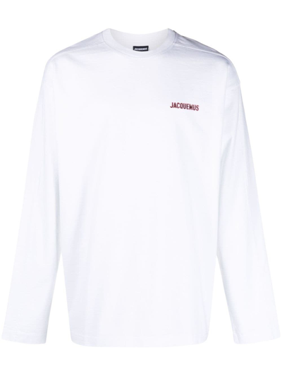 Jacquemus Logo-print Crew-neck Sweatshirt In White