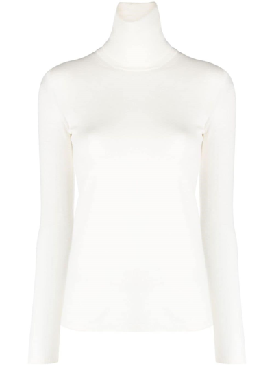 Max Mara Palos Wool Turtleneck Sweater In White