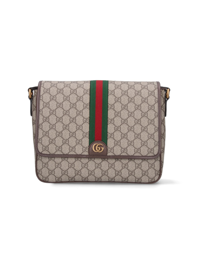 Gucci Medium Shoulder Bag "ophidia" In Brown