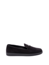 Prada Versatile Round Toe Suede Loafers In Black  