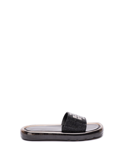 Tory Burch `crystal Bubble Jelly` Sandals In Black  