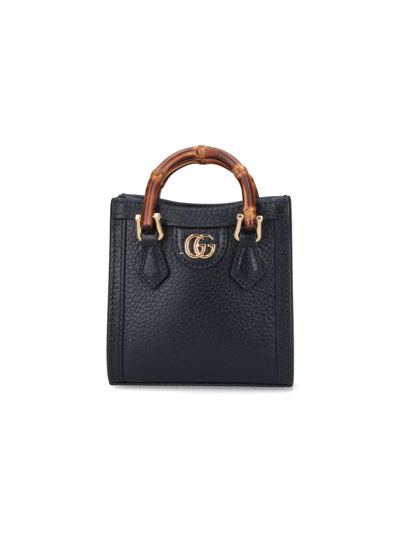 Gucci Super Mini 'diana' Bag In Black  