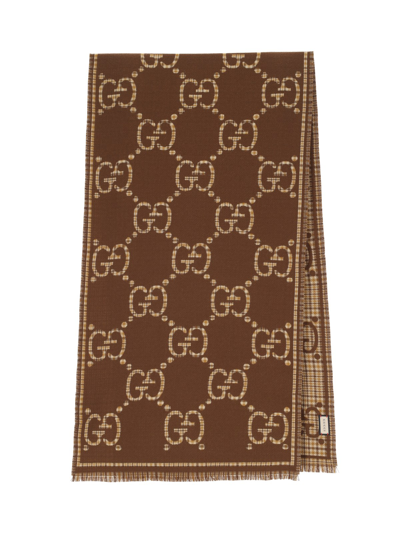 Gucci - Gg Scarf In Brown