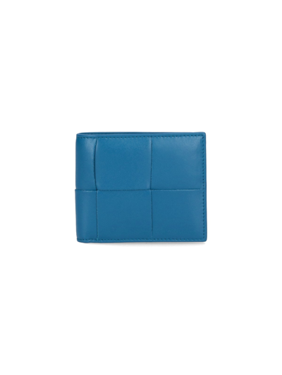 Bottega Veneta Leather Cassette Bifold Wallet In Blue