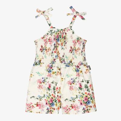 Rock Your Baby Babies' Girls Ivory Floral Cotton Playsuit